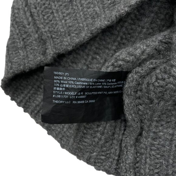 THEORY Sculpted Sweater Cropped Airy Wool Cashmere Grey Melange Women's Petite P - Picture 9 of 9